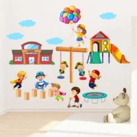 Energetic kids playing wall decal RPC1880T50