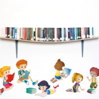 Engaged kids in reading wall sticker RPC1868T38