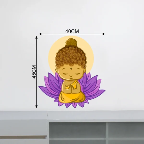 Enlightened baby buddha on lotus wall decal RPC1890T50