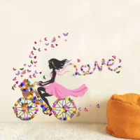 Flower girl with butterflies wall decal RPC1670
