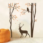 Forest scene with deer and owl wall decal RPC1765T38