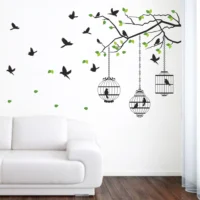 Freedom themed wall sticker of caged birds NWD1011
