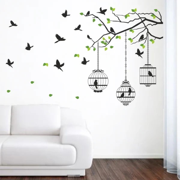 Freedom themed wall sticker of caged birds NWD1011