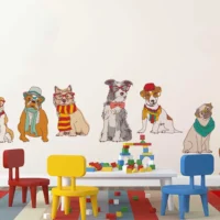 Fun hipster style dog family wall sticker RPC399