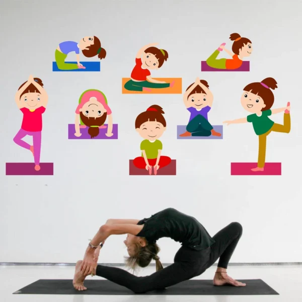 Fun yoga poses for kids wall sticker RPC764
