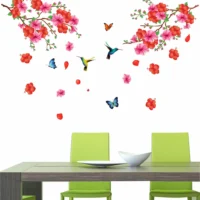 Graceful hummingbird and floral design wall sticker RPC2205T38
