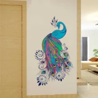 Graceful peacock in blue shades wall sticker RPC201