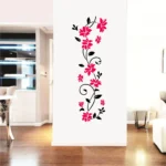 Graceful pink floral vines wall sticker RPC1781T38