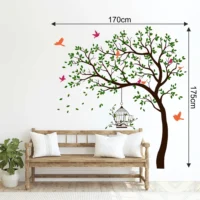 Green foliage with birds and cage wall sticker RPC2596T38
