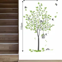Green nature wall sticker with birds and nest RPC1617