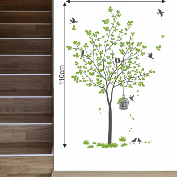Green nature wall sticker with birds and nest RPC1617