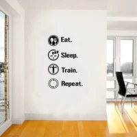 Gym quote wall sticker eat sleep train repeat RPC1208