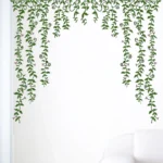 Hanging green leaves and flowers wall sticker RPC2441
