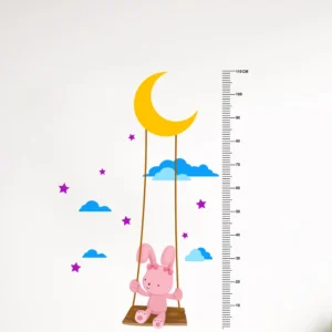 Height tracker with moon and teddy wall sticker RPC1948T38
