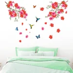Hummingbird with hibiscus and butterflies wall sticker RPC2205T38