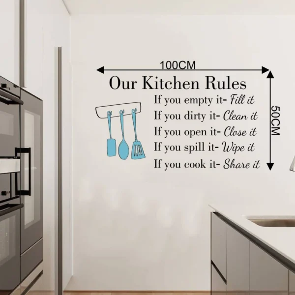 Inspirational kitchen rules art wall sticker RPC802