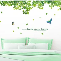 Inspirational quotes with tree leaves and birds wall sticker RPC2564