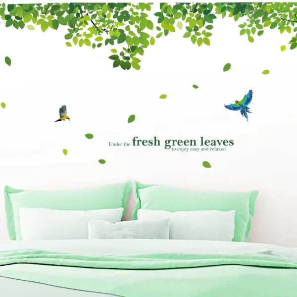 Inspirational quotes with tree leaves and birds wall sticker RPC2564