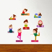 Interactive yoga positions wall sticker RPC764