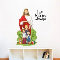 Jesus and kids with motivational quote wall sticker RPC1032