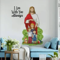 Jesus and kids with quote wall sticker RPC1032