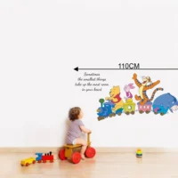 Kids room playful baby train with animal characters and heartwarming quote sticker RPC803