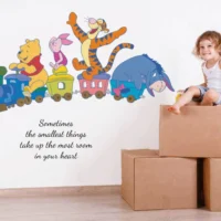 Kids roomfun baby train ride with animal companions and motivational quote wall sticker RPC803