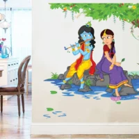 Krishna and radha flute scene wall sticker RPC1084
