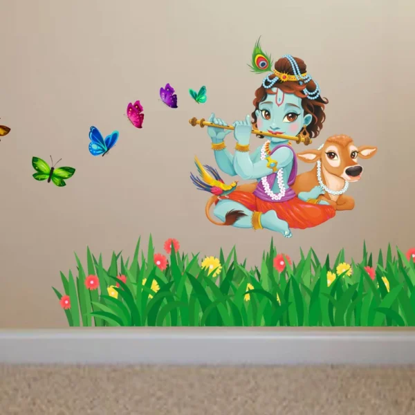 Krishna flute cow and butterfly wall design RPC1052