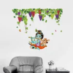 Krishna playing flute in grapes garden wall sticker RPC1294
