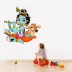 Krishna playing flute with cow wall sticker RPC060