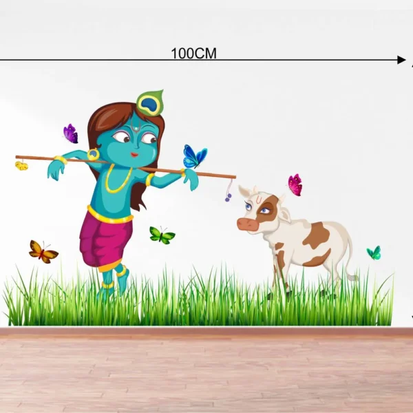 Krishna with cow butterfly and grass wall decor RPC1095