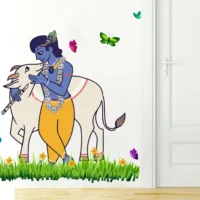 Krishna with cow in nature wall sticker RPC1082