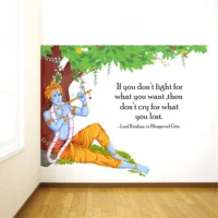 Krishna with flute and gita quote wall sticker RPC1096
