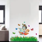 Krishna with flute cow butterfly wall sticker RPC1052