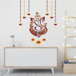 Lord ganesha adorned with floral motifs wall sticker RPC2212T38