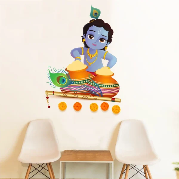 Lord krishna with butter pot wall sticker RPC1683T50