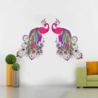 Lovely pair of pink peacocks wall sticker RPC214