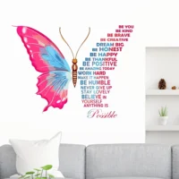 Motivational pink butterfly life message wall sticker DOD2362T50