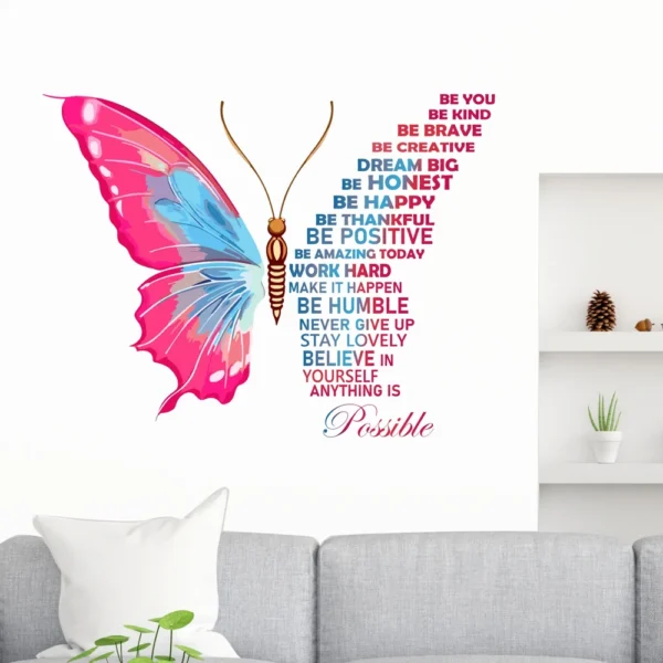 Motivational pink butterfly life message wall sticker DOD2362T50