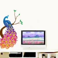 Multi colored peacock wall sticker RPC1681T50