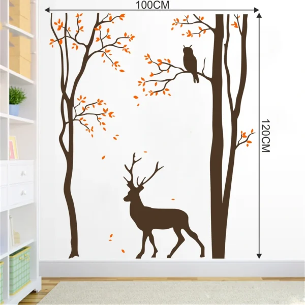 Nature inspired art with deer and owl wall sticker RPC1765T38