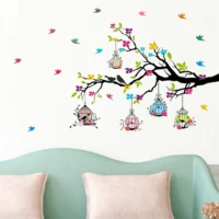 Nature inspired birdcage decor wall sticker RPC2353