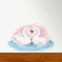 Pair of love swans wall sticker RPC1107
