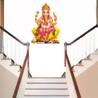 Peaceful ganesha sitting on lotus wall decal RPC2106T38