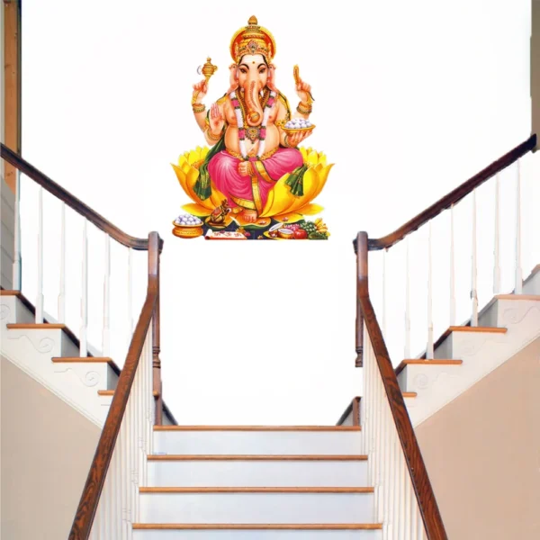 Peaceful ganesha sitting on lotus wall decal RPC2106T38
