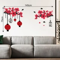Peach flower lantern wall decal BBD RPC003
