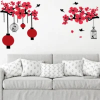 Pink peach flower red lantern art BBD RPC003