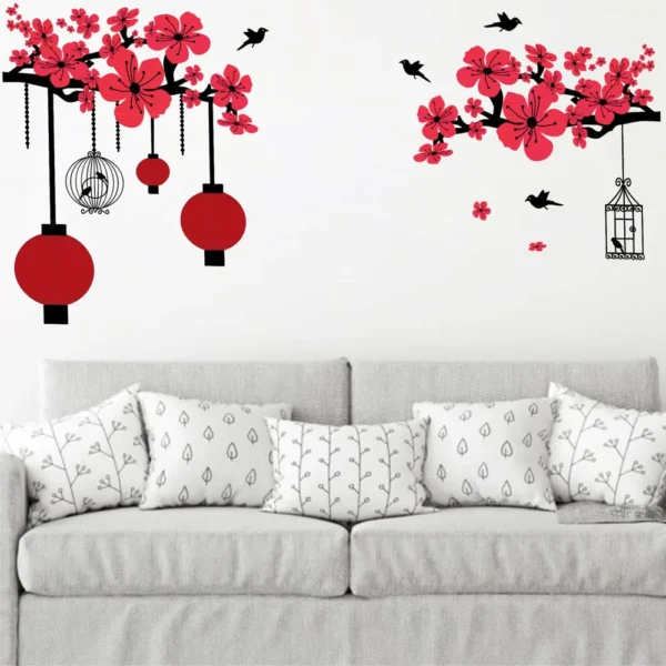 Pink peach flower red lantern art BBD RPC003