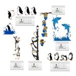 Playful penguins and dolphins switchboard wall sticker RPC2582T25